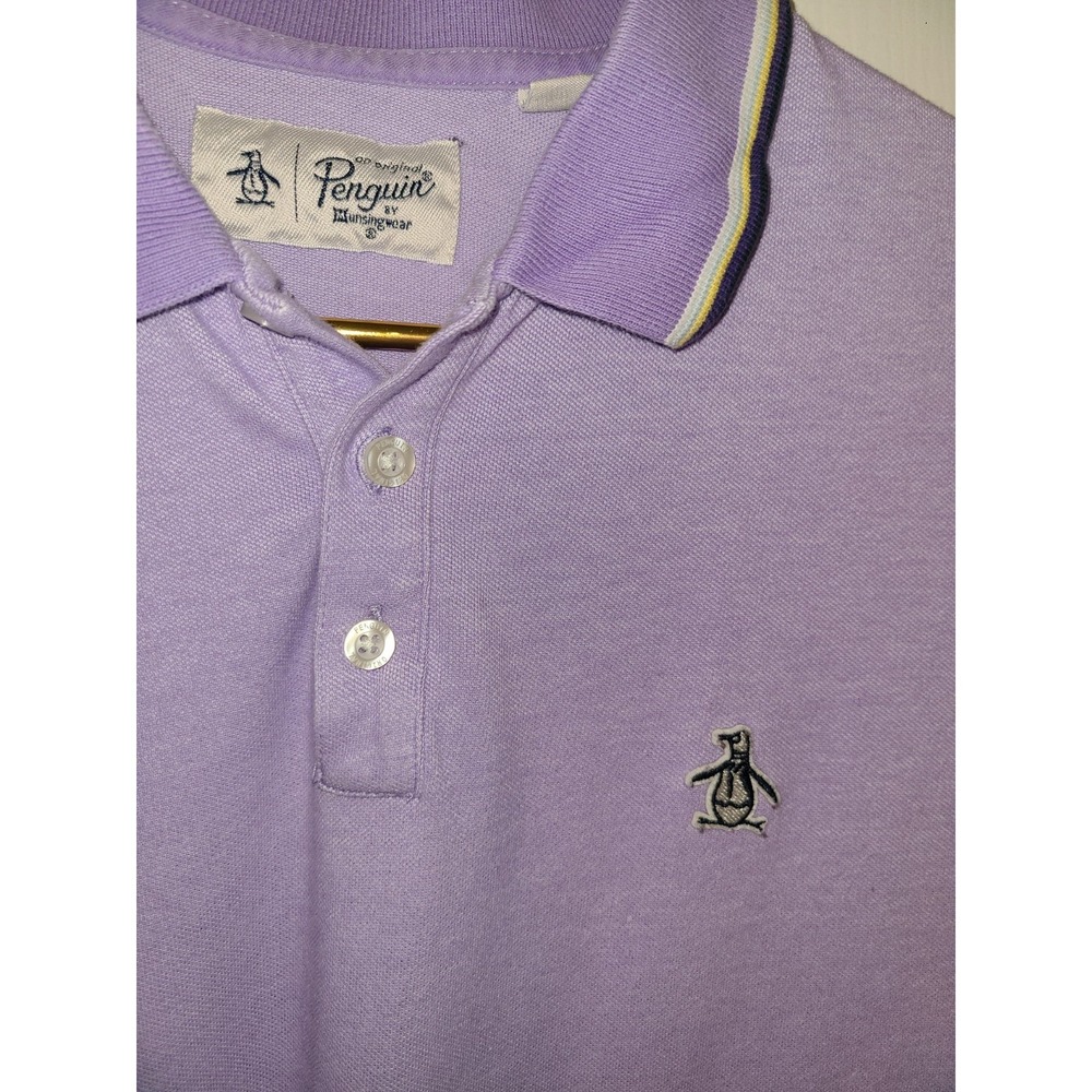 Penguin Men's Birdseye‎ Tipped Pique Polo Shirt Slim Fit Med Money Resort Preppy